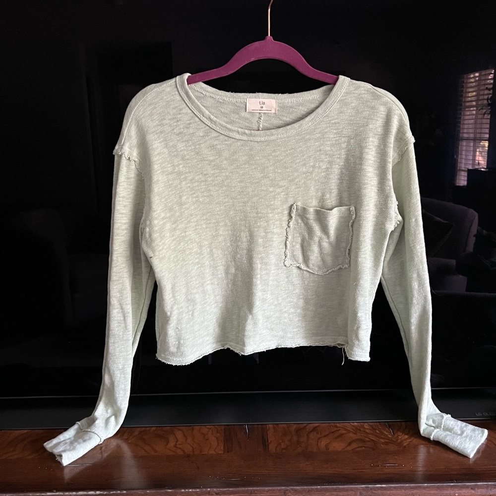 T.la cropped top from Anthropology. Never worn! Size XS, mint green, 100% cotton